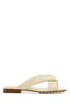 Bottega Veneta Ivory Leather Riva Slippers
