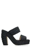 Bottega Veneta Black Raffia Heels In Black