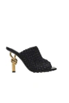 Bottega Veneta 90mm Mini Weave Nappa Leather Knot Mule Sandals In Black
