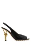 Bottega Veneta Leather Knot Slingback Heels 90 In Black