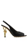 Bottega Veneta Leather Knot Slingback Heels 90 In Black