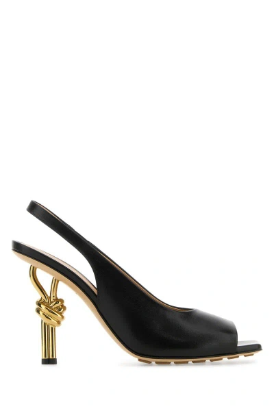 Bottega Veneta Leather Knot Slingback Heels 90 In Black