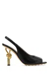 Bottega Veneta Leather Knot Slingback Heels 90 In Black