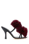 Bottega Veneta Adam Leather Two-band Pom Sandals In Blue
