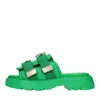 Bottega Veneta Flash Buckled Leather And Rubber Sandals In Verde Blu E Verdi