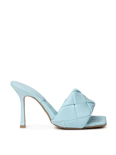 Bottega Veneta Lido 90mm Woven Sandals In Blue