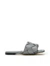 Bottega Veneta Lido Intrecciato Flat Sandals In Gray