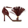 Bottega Veneta Maroon Leather Stretch Strap Heels In Red
