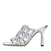 Bottega Veneta Reflection Woven Metallic Leather Mules In Argento Chiari E Naturali