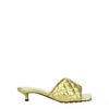 Bottega Veneta 45 Padded Mules In Metallic Leather