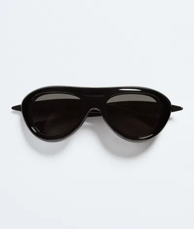 Bottega Veneta Sardine Aviator Sunglasses In Black