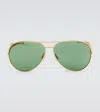 Bottega Veneta Aviator Sunglasses In Gold