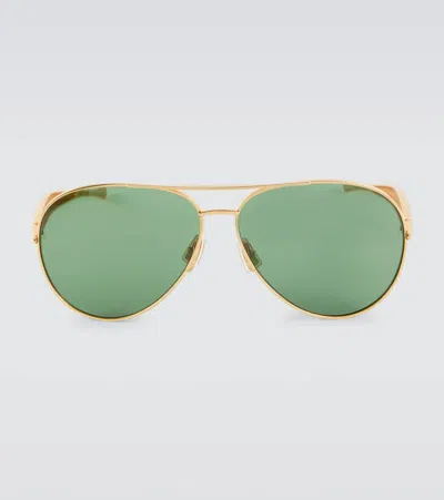 Bottega Veneta Aviator Sunglasses In Gold