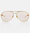 Bottega Veneta Sardine Aviator-style Gold-tone Sunglasses In Gold