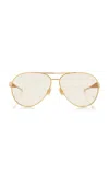 Bottega Veneta Sardine Aviator-frame Metal Sunglasses In Gold
