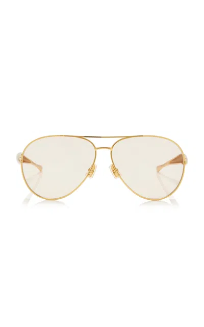 Bottega Veneta Sardine Aviator-frame Metal Sunglasses In Gold
