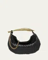 Bottega Veneta Sardine Mini Leather Crossbody Bag In Black-m Brass