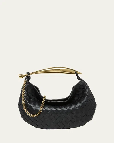 Bottega Veneta Sardine Mini Leather Crossbody Bag In Black