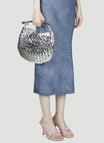 Bottega Veneta Sardine Handbag In Silver