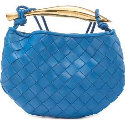 Bottega Veneta Sardine Intrecciato Crossbody Bag In Deep Pacific/brass