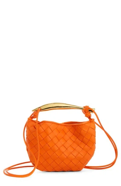 Bottega Veneta Sardine Intrecciato Crossbody Bag In Papaya/ Brass