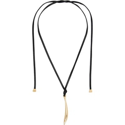Bottega Veneta Sardine Leather Necklace In Black