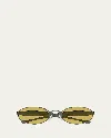 Bottega Veneta Ruthenium-ruthenium-yellow Metal Sunglasses In Yellow