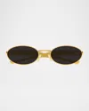 Bottega Veneta Sardine Logo Engraved Metal Sunglasses In Gold