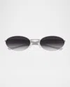 Bottega Veneta Bv1386s Linea Signature Icons 003 Silver Grey Sunglasses In Silver
