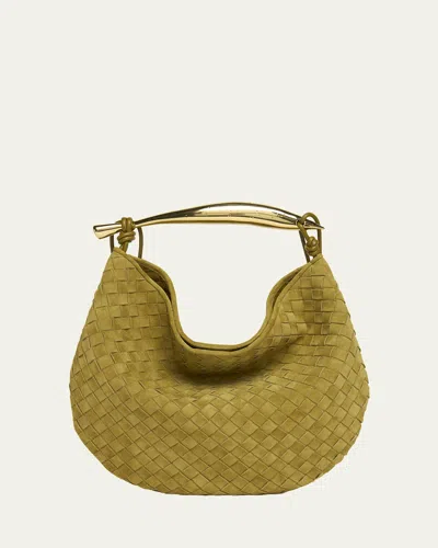Bottega Veneta Sardine Medium Suede Hobo Bag In Limonite
