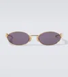 Bottega Veneta Sardine Oval Sunglasses In Gold