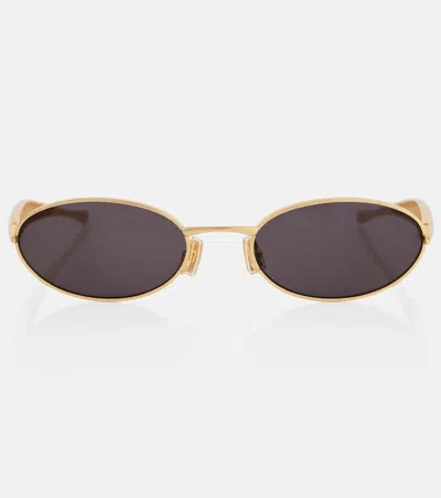 Bottega Veneta Sardine Oval-frame Gold-tone Sunglasses