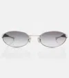 Bottega Veneta Sardine Oval Sunglasses In Silver