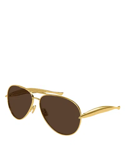 BOTTEGA VENETA SARDINE PILOT METAL SUNGLASSES, 64MM