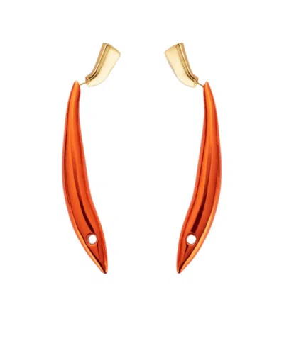 Bottega Veneta Sardine Shaped Earrings In Orange