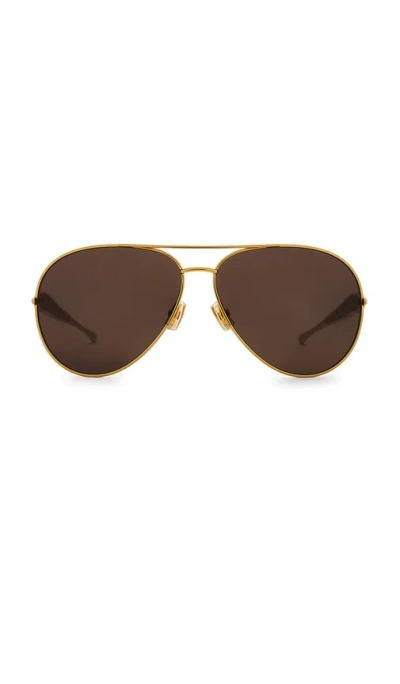 Bottega Veneta Sardine Sunglasses In Gold & Brown