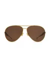 Bottega Veneta Sardine Sunglasses In Gold & Brown
