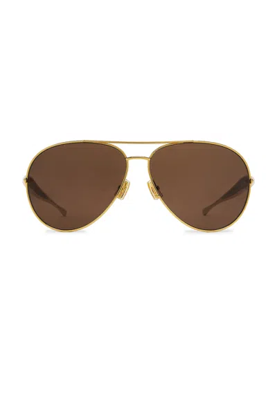 Bottega Veneta Sardine Sunglasses In Gold & Brown