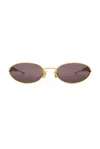 Bottega Veneta Sardine Sunglasses In Gold & Grey