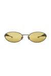 Bottega Veneta Sardine Sunglasses In Ruthenium & Yellow