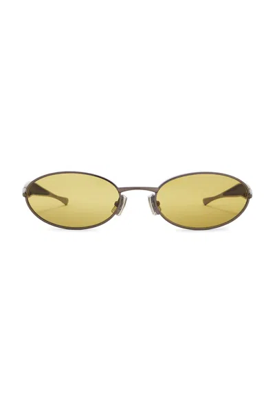 Bottega Veneta Sardine Sunglasses In Ruthenium & Yellow