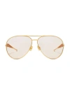 Bottega Veneta Sardine Pilot Sunglasses In Shiny Gold