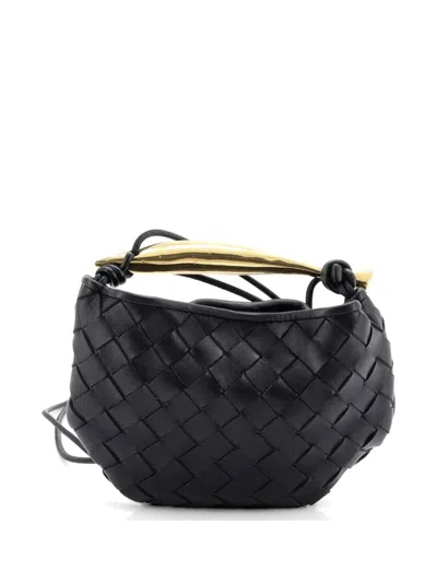 Pre-owned Bottega Veneta Sardine Top Handle Bag Intrecciato Nappa Mini Satchel In Black