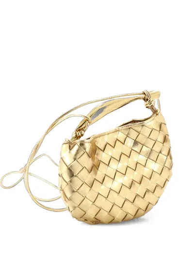 Pre-owned Bottega Veneta Sardine Top Handle Bag Intrecciato Nappa Mini Satchel In Gold