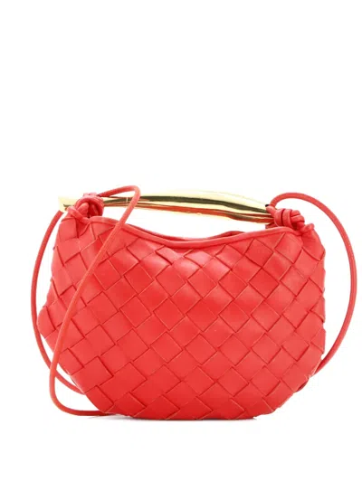 Pre-owned Bottega Veneta Sardine Top Handle Bag Intrecciato Nappa Mini Satchel In Red