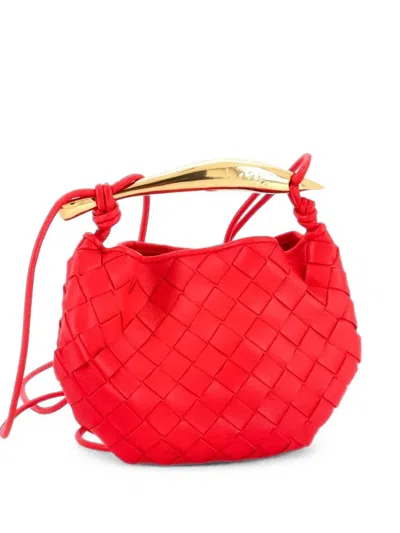 Pre-owned Bottega Veneta Sardine Top Handle Bag Intrecciato Nappa Mini Satchel In Red