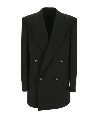 Bottega Veneta Knot Double-breasted Oversized Blazer Jacket In Black