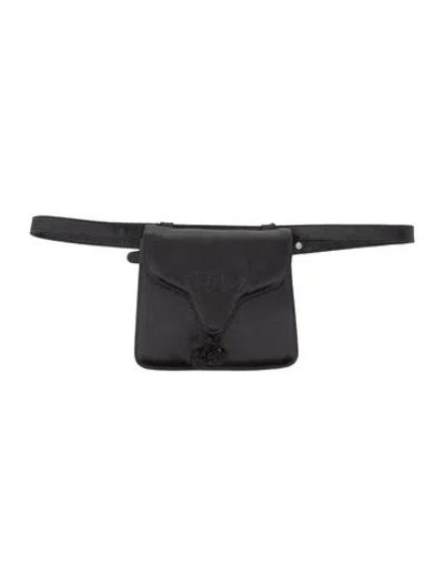 Pre-owned Bottega Veneta Satin Belt Bag Vintage In Black