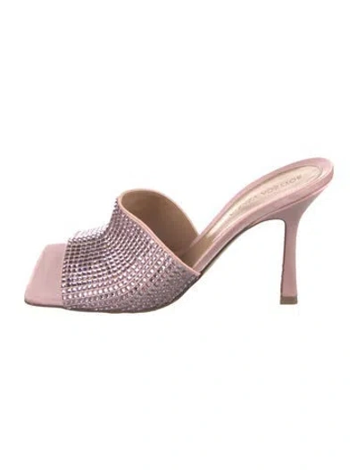 Pre-owned Bottega Veneta Satin Crystal Embellishments Slides