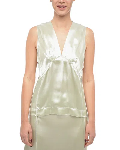 Bottega Veneta Sleeveless Satin Top In Green